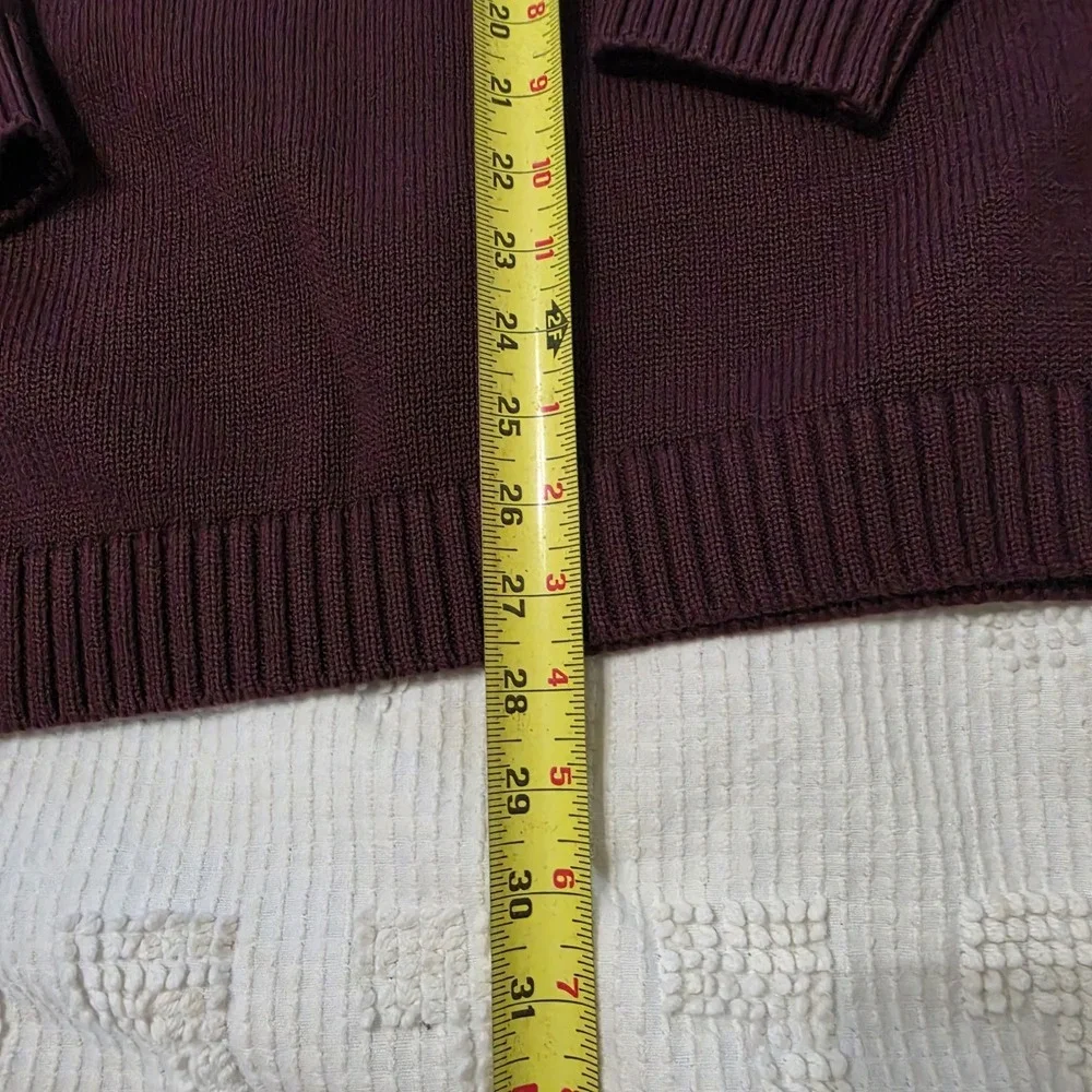 Vintage LL Bean Sweater Mens XL Tall Burgundy Ribbed Trims Pullover V-Neck Knit